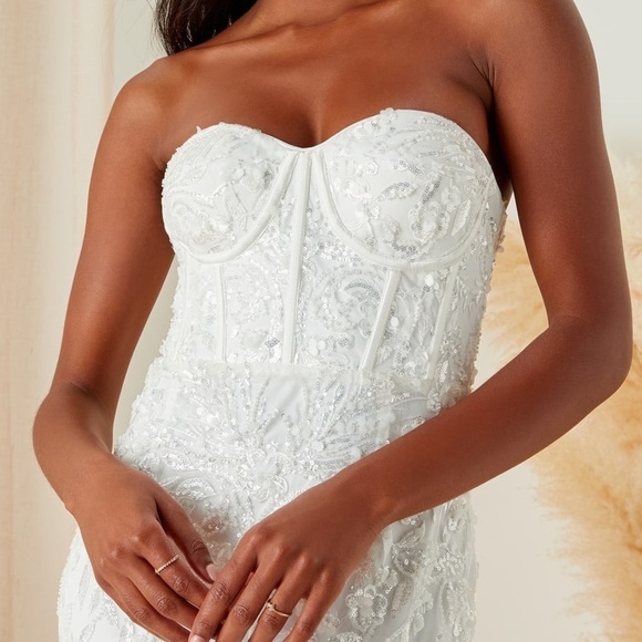 Profound Romance White Sequin Embroidered Bustier Maxi Dress - Picture 5 of 12